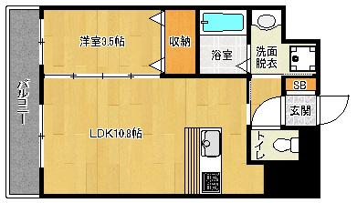 ハピネススクエア桂(1LDK/2階)の間取り写真