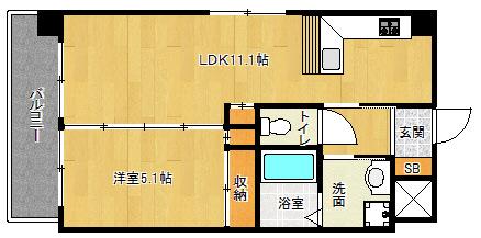 シルエラ御所南(1LDK/1階)の間取り写真