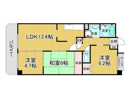 MNS千本(3LDK/3階)の間取り写真