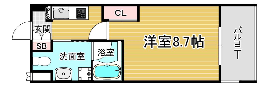 レジディア洛北(1K/2階)の間取り写真
