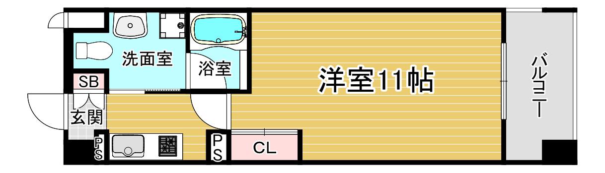 レジディア洛北(1K/2階)の間取り写真