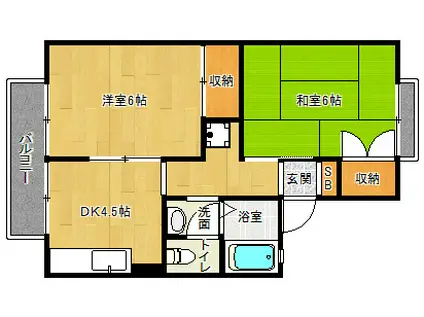 ドゥセジュール(2K/1階)の間取り写真