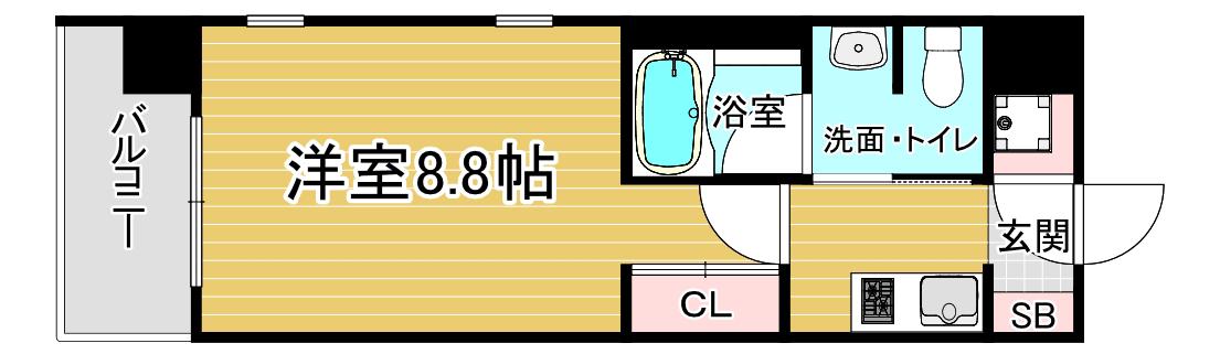 レジディア洛北(1K/1階)の間取り写真