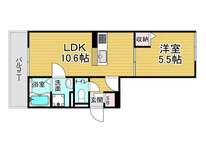 向日市上植野町桑原ハイツ(1LDK/3階)の間取り写真