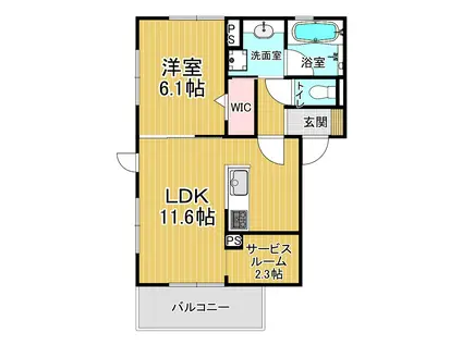 アリビオ A棟(1LDK/3階)の間取り写真