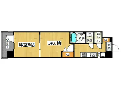 ファーストフィオーレ京都西京極(1DK/1階)の間取り写真