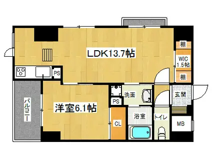 SAWARABI PARK HOUSE(1LDK/3階)の間取り写真