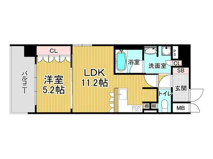 リーガル京都西陣Ⅱ(1LDK/6階)の間取り写真