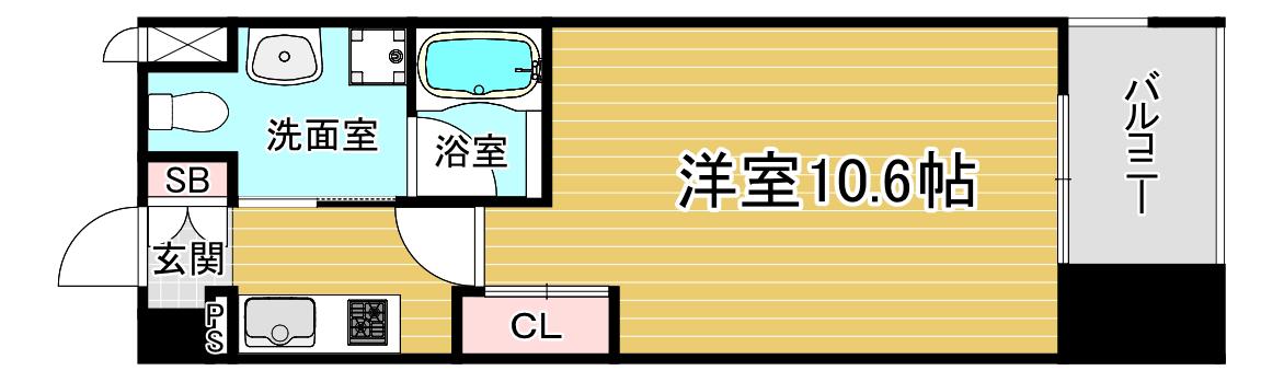 レジディア洛北(1K/3階)の間取り写真