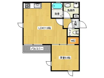 SALA DE 灰崎(1LDK/2階)の間取り写真