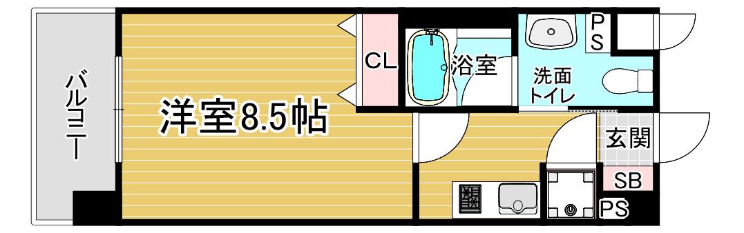 レジディア洛北(1K/2階)の間取り写真