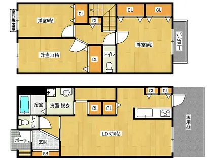 アロンジェ勧修寺(3LDK/1階)の間取り写真