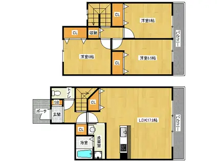 セルシオール鴨川(3LDK)の間取り写真