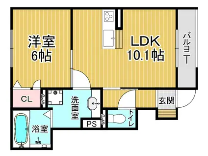 秀豊4号館(1LDK/1階)の間取り写真