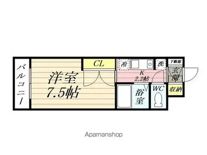 ルミエールTUKUNO(1K/2階)の間取り写真