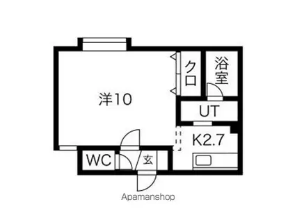 阪急電鉄嵐山線 上桂駅 徒歩10分 3階建 築38年(2DK/1階)の間取り写真