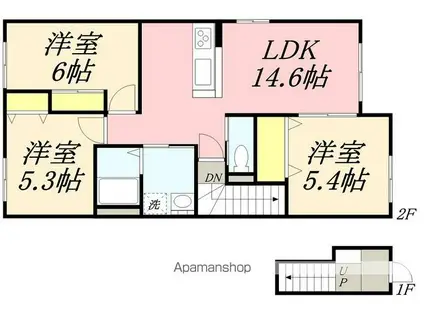 近鉄京都線 富野荘駅 徒歩4分 4階建 築39年(1K/3階)の間取り写真