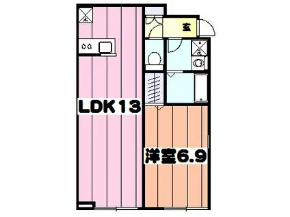 リバーサイドコート(1LDK/1階)の間取り写真