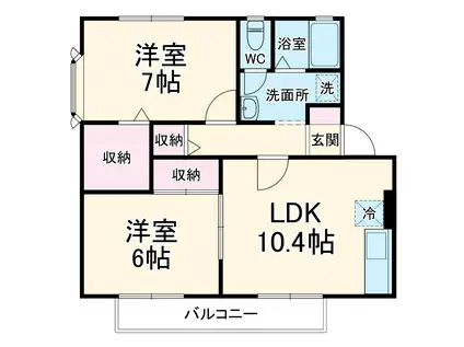 ボナールハウスⅡ(1K/2階)の間取り写真