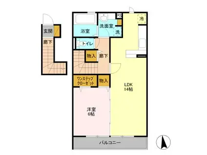 グランシャリオ(1LDK/2階)の間取り写真