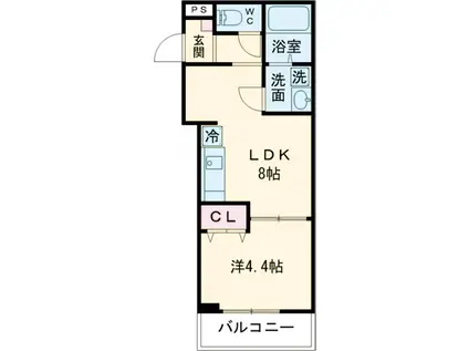 Carte Blanche Hikifune(1LDK/2階)の間取り写真
