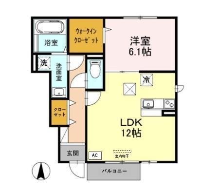 カルム フルール(1LDK/1階)の間取り写真