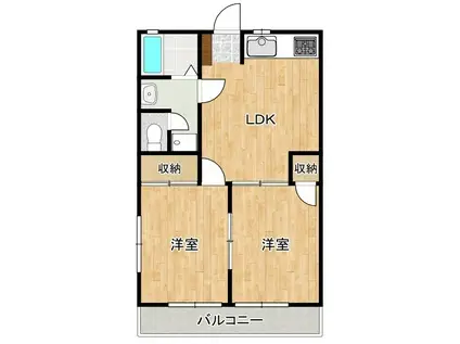 コーポ落合 A棟(2LDK/2階)の間取り写真