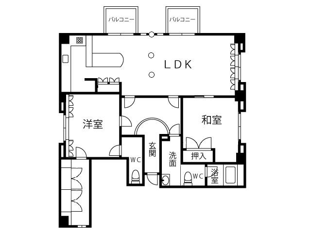 谷口ビル(2LDK/4階)の間取り写真
