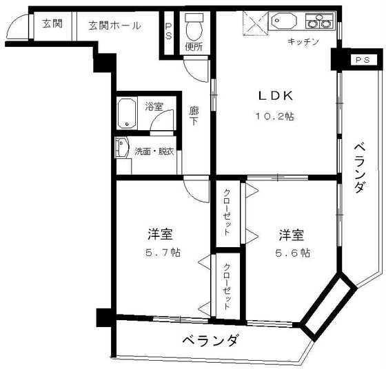 上前津寿ビル(2LDK/6階)の間取り写真