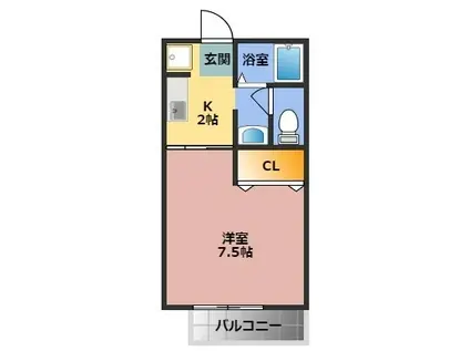 エンゼルコトー(1K/1階)の間取り写真