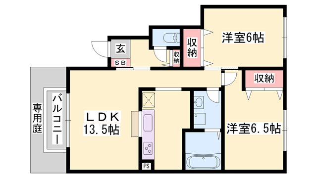 モダンコート網干YAMAGATA(2LDK/1階)の間取り写真