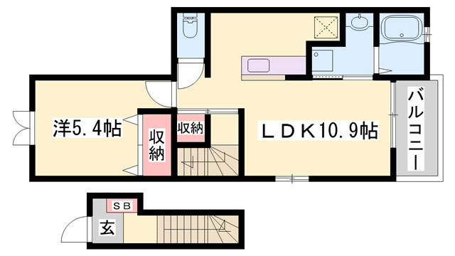 サンフラワー(1LDK/2階)の間取り写真