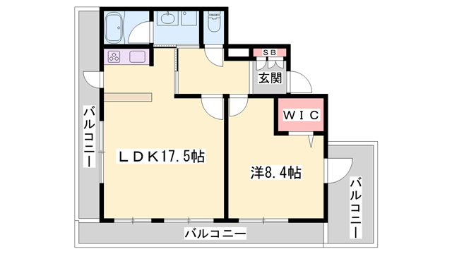 レジデンス御幸アベニュー(1LDK/8階)の間取り写真