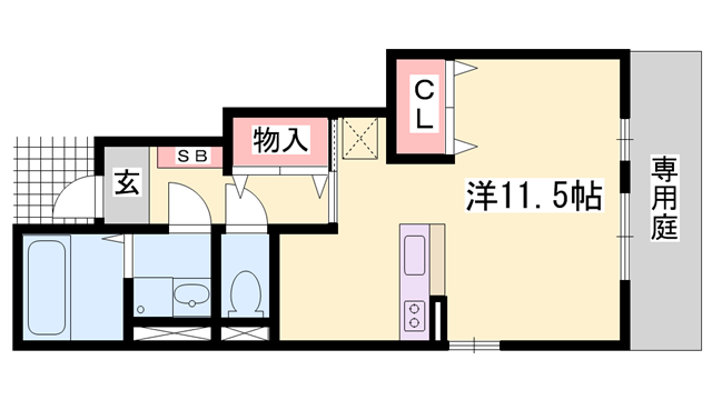 アゼリア宮上 A棟(ワンルーム/1階)の間取り写真