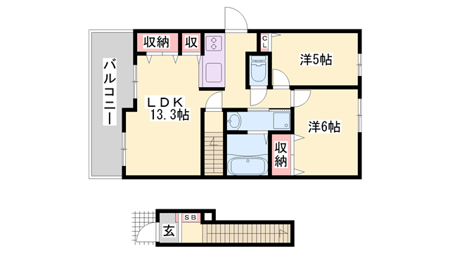 フリーデⅠ(2LDK/2階)の間取り写真