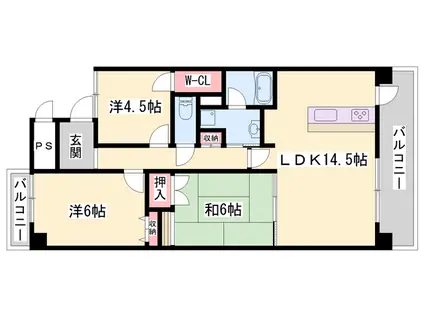 アゴラオーキッド冨永(3LDK/4階)の間取り写真