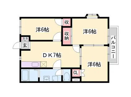 タウンリバティー(3DK/2階)の間取り写真