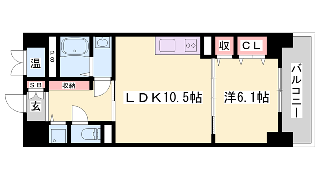 パレーブランシェ(1LDK/2階)の間取り写真