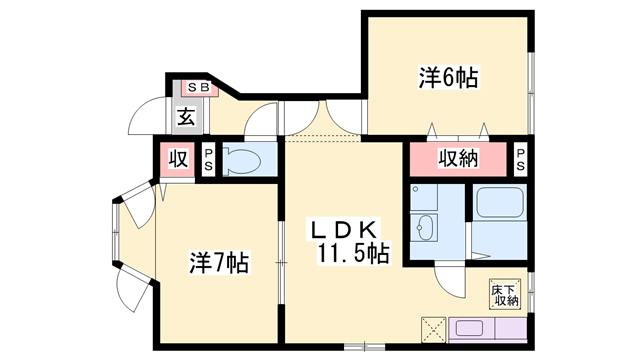 グリーンコート柿内(2LDK/1階)の間取り写真