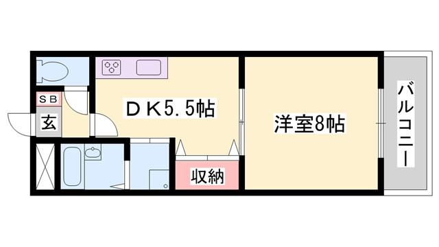 ラフィーヌ上野田(1DK/2階)の間取り写真