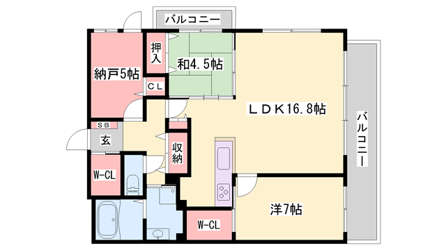デュオプレステージ姫路駅前(2SLDK/4階)の間取り写真
