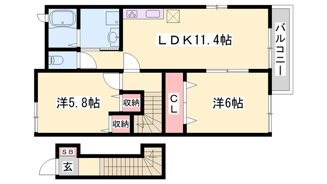 サフラン(2LDK/2階)の間取り写真
