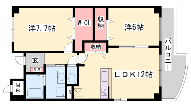 ラフォーレ広畑(2LDK/2階)の間取り写真