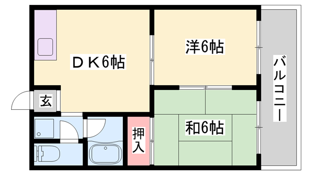 エステートピア白浜Ⅰ(2DK/2階)の間取り写真