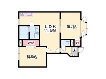 LA・プラティーヌ(2LDK/1階)の間取り写真