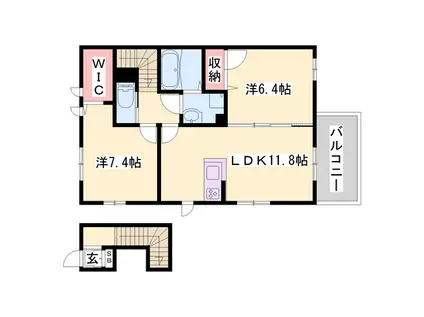 モンブラン(2LDK/2階)の間取り写真