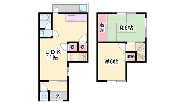 姫新線 東觜崎駅 徒歩15分 2階建 築36年(2LDK)の間取り写真
