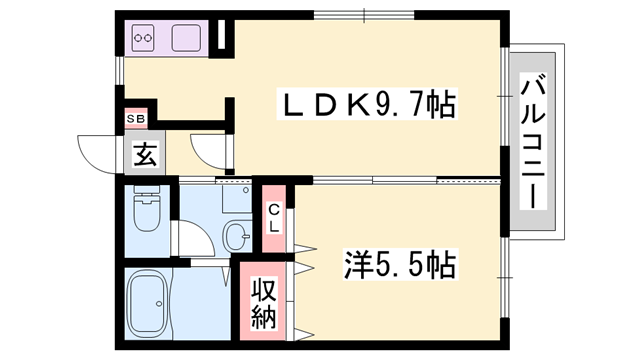 シャーメゾン延末(1LDK/1階)の間取り写真