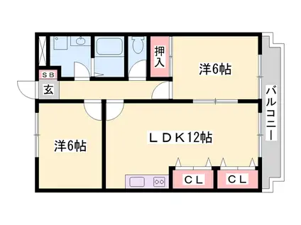 ニューマリッチ加古(2LDK/2階)の間取り写真