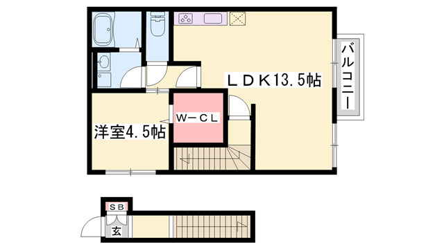 モダンコート東阿保(1LDK/2階)の間取り写真